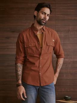 Andamen - Rust Men Pure Cotton Explorer Regular Fit Shirt