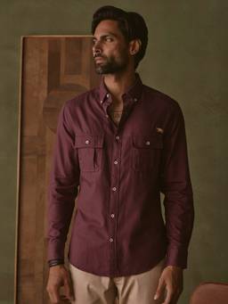 Andamen - Burgundy Men Pure Cotton Explorer Regular Fit Shirt