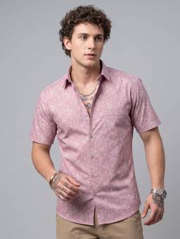 Charagh Din - Men Pink Cotton Ditto Fit Casual Shirt