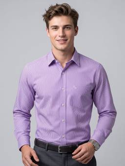 Charagh Din - Men Purple Blended Slim Fit Slim Casual Shirt