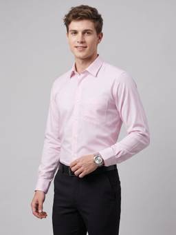 Charagh Din - Men Pink Blended Slim Fit Slim Casual Shirt
