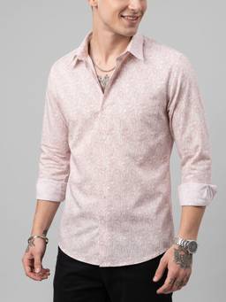 Charagh Din - Men Pink Cotton Regular Fit Casual Shirt