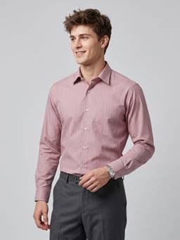 Charagh Din - Men Pink Cotton Regular Fit Business Formal Shirt