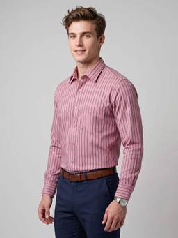 Charagh Din - Men Pink Blended Regular Fit Business Formal Shirt