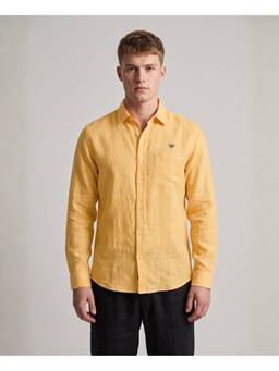 LINENWEAR - Men Yellow Regular Fit Solid Linen Shirt
