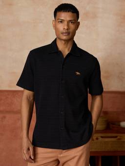 Andamen - Black Men Cotton Structured Regular Fit Shirt