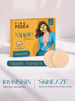 Pinq Polka - Disposable Nipple Pasties – Ultra Thin Nipple Covers Cotton Feel Pasties Nude (20 Pcs)
