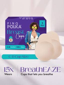 Pinq Polka - Breast Cups Nude C-D Cup (1 Pair) - Reusable Push Up Silicon Bra Boob Tape Skin Friendly
