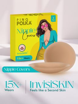 Pinq Polka - Reusable Nipple Covers Caramel (1 Pair) Adhesive Stick On Silicone Nipple Pasties 8CM