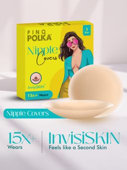 Pinq Polka - Reusable Nipple Covers Large Nude 10CM (1 Pair) Adhesive Stick On Silicone Nipple Pasties