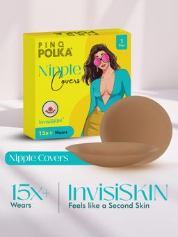 Pinq Polka - Skin Friendly Cocoa InvisiSKIN Reusable Nipple Covers Pasties 8 to 10 cm