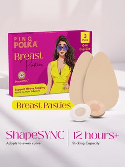 Pinq Polka - ShapeSYNC Breast Lift Tape Boob Pasties Push Up C-H Cups Sizes - 3 Pairs