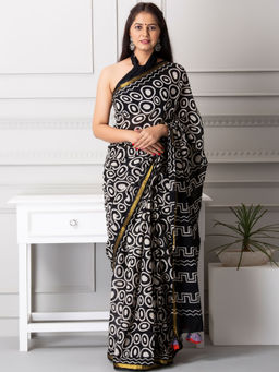 Baisacrafts - Charlie Handblock Cotton Saree With Unstiched Blouse