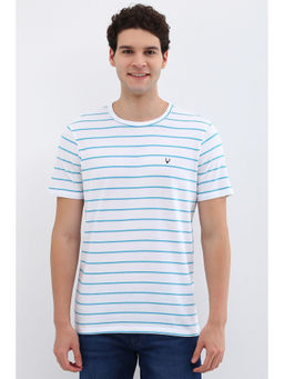 Allen Solly - Men White Stripe Crew Neck T-Shirt