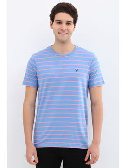 Allen Solly - Men Blue Stripe Crew Neck T-Shirt