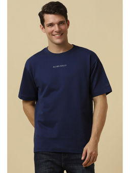 Allen Solly - Men Navy Blue Solid Crew Neck T-Shirt