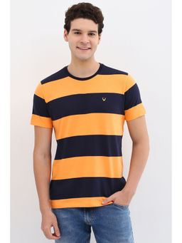Allen Solly - Men Yellow Stripe Crew Neck T-Shirt