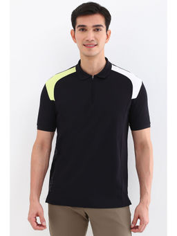 Allen Solly - Men Black Collar Neck Polo T-Shirt