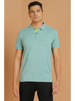 Allen Solly - Men Blue Solid Collar Neck Polo T-Shirt