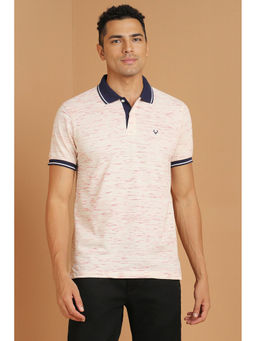 Allen Solly - Men Peach Print Collar Neck Printed Polo T-Shirt