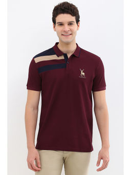 Allen Solly - Men Maroon Collar Neck Polo T-Shirt