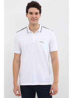 Allen Solly - Men White Solid Collar Neck Polo T-Shirt
