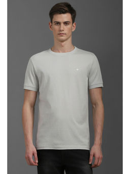 Louis Philippe - Men Grey Solid Crew Neck T-Shirt