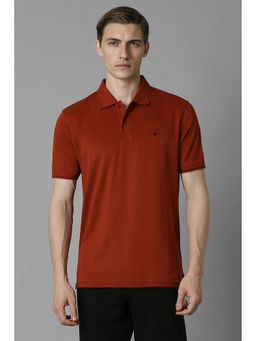 Louis Philippe - Men Maroon Solid Collar Neck Polo T-Shirt