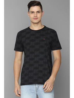 Louis Philippe - Men Black Print Crew Neck T-Shirt