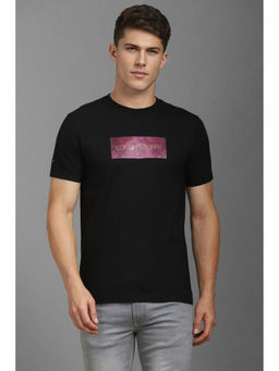 Louis Philippe - Men Black Graphic Print Crew Neck T-Shirt