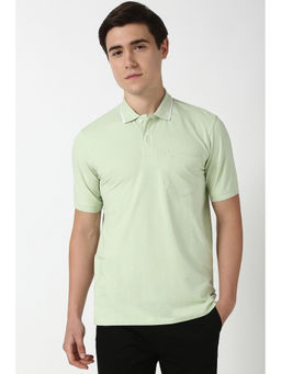 Peter England - Men Green Print Collar Neck Polo T-Shirt