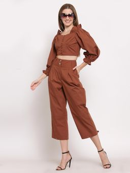 Ayrolane - Brown Puff Sleeve Top