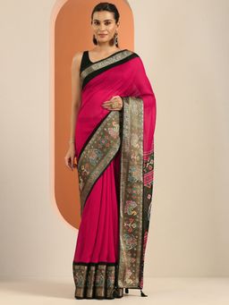 Libas - Georgette Pink for Women Saree with Unstitched Blouse
