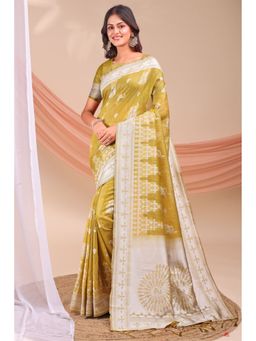 Mysilklove - Honey Woven Linen Cotton Saree with Unstitched Blouse