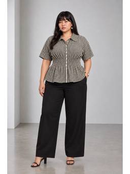 Beyond the Curve - VIRGIO - Black Checked Cotton Plus Size Shirt