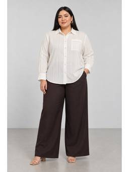 Beyond the Curve - VIRGIO - White Self Design Buttonfront Dobby Plus Size Shirt