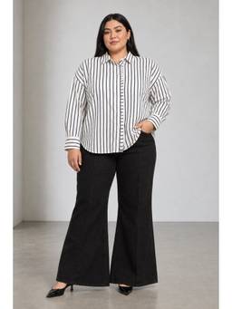 Beyond the Curve - VIRGIO - White Striped Classic Collar Buttoned Stripe Rayon Shirt