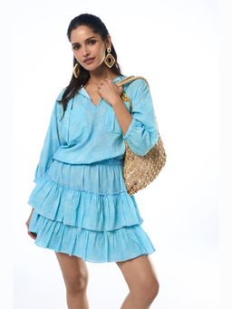 TERRA LUNA - Belle Khadi Blue Mini Dress
