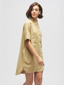 TERRA LUNA - Ariara Khadi Pocket Beige Mini Dress