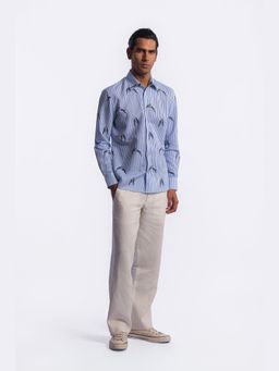 Rohit Bal - Men Blue Digital Print Shirt