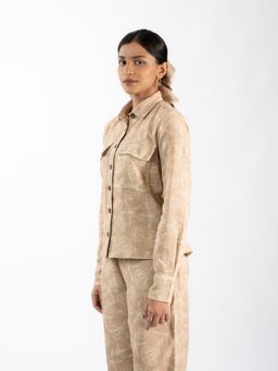 HOUSE OF SHRUSHA - Natural Brown Jute Shirt With Pant Co-Ord