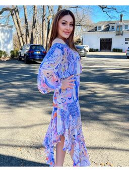MANDIRA WIRK - Women Blue Asymmetric Dress