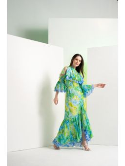 MANDIRA WIRK - Women Floral Camo Fluorescent Maxi Dress