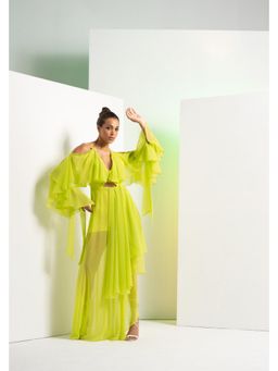 MANDIRA WIRK - Women Green Solid Asymmetric Dress