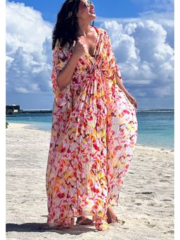 MANDIRA WIRK - Women Yellow Geometric Chaos Kaftan Dress