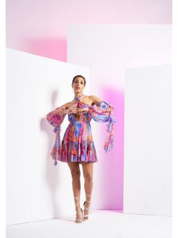 MANDIRA WIRK - Women Blue Camo Mini Dress