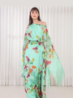 MANDIRA WIRK - Women Green Dahlia Bouquet Kaftan Dress