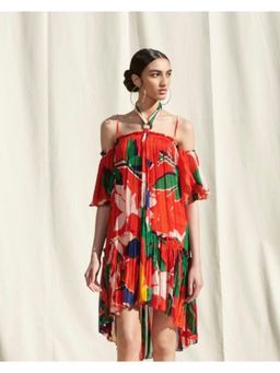 MANDIRA WIRK - Women Red Printed Halter Dress