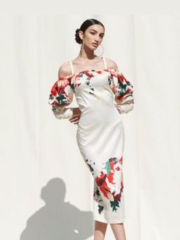 MANDIRA WIRK - Women White Off Shoulder Dress