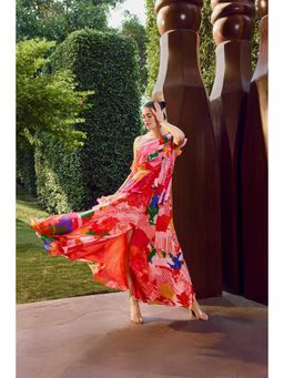 MANDIRA WIRK - Women Red Floral Ruffle Dress